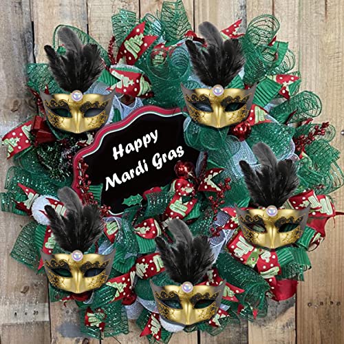 12 Pcs Mini Mardi Gras Masks, Small Masquerade Masks Bulk for Mardi Gras Party Decorations
