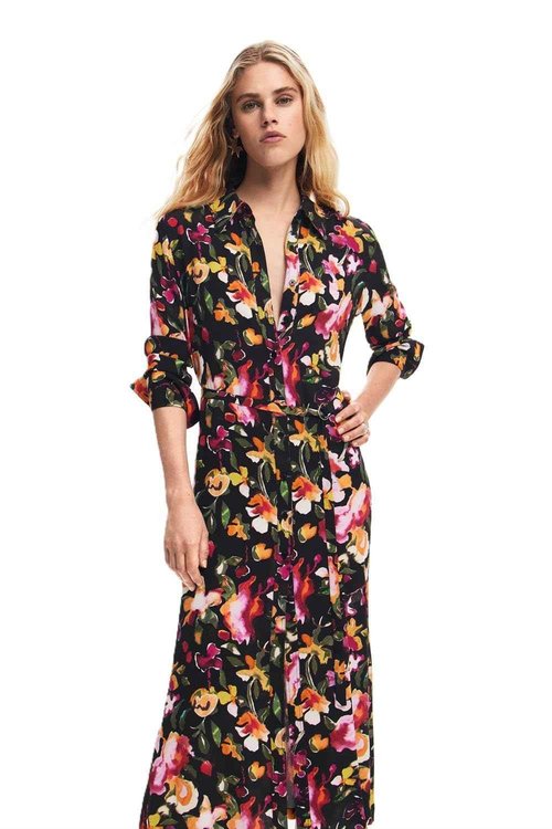 Desigual Women's Woman Woven Dress Long Sleeve Red