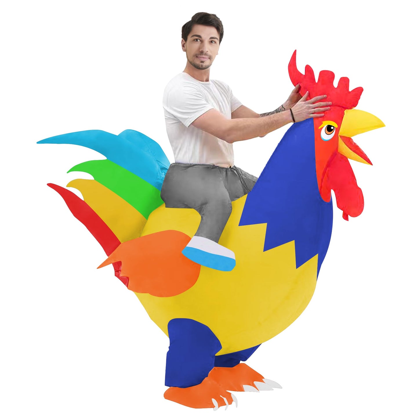 DeHasion 2 Packs Fancy Dress Inflatable Rooster Costume Adult Blow-up Outfit for Adult/Halloween/Canival (Rooster*2)