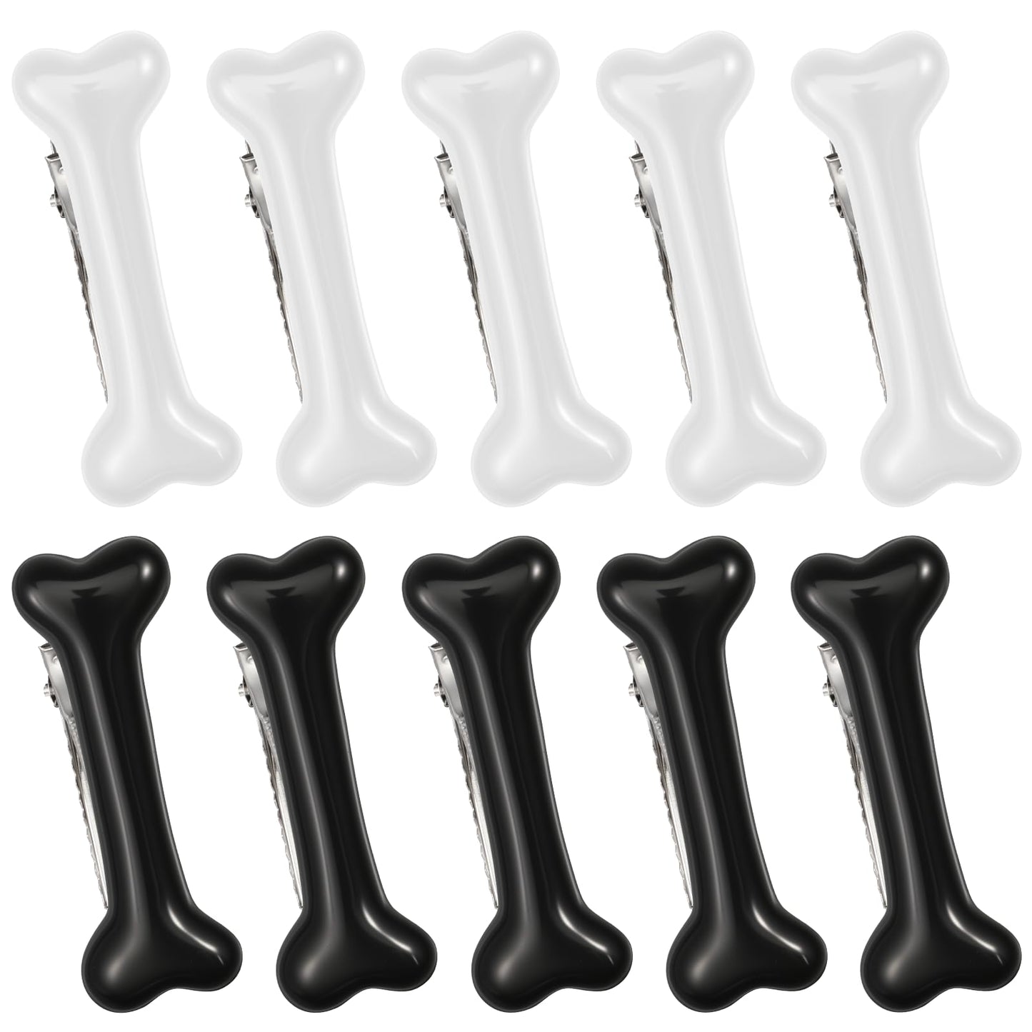 10Pcs Bone Hair Clip, Skull Skeleton HairPins, Black White Bones Hairpins for Women Girls, Side Hair Clip, Cosplay Costume Decor