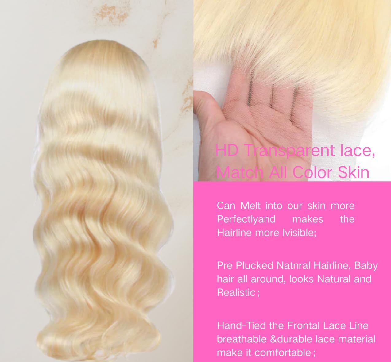 28inch 613 Blonde Body Wave Lace Front Wigs Human Hair Pre Plucked Blonde 13x4 Body Wavy Transparent Lace Frontal Wig Human Hair