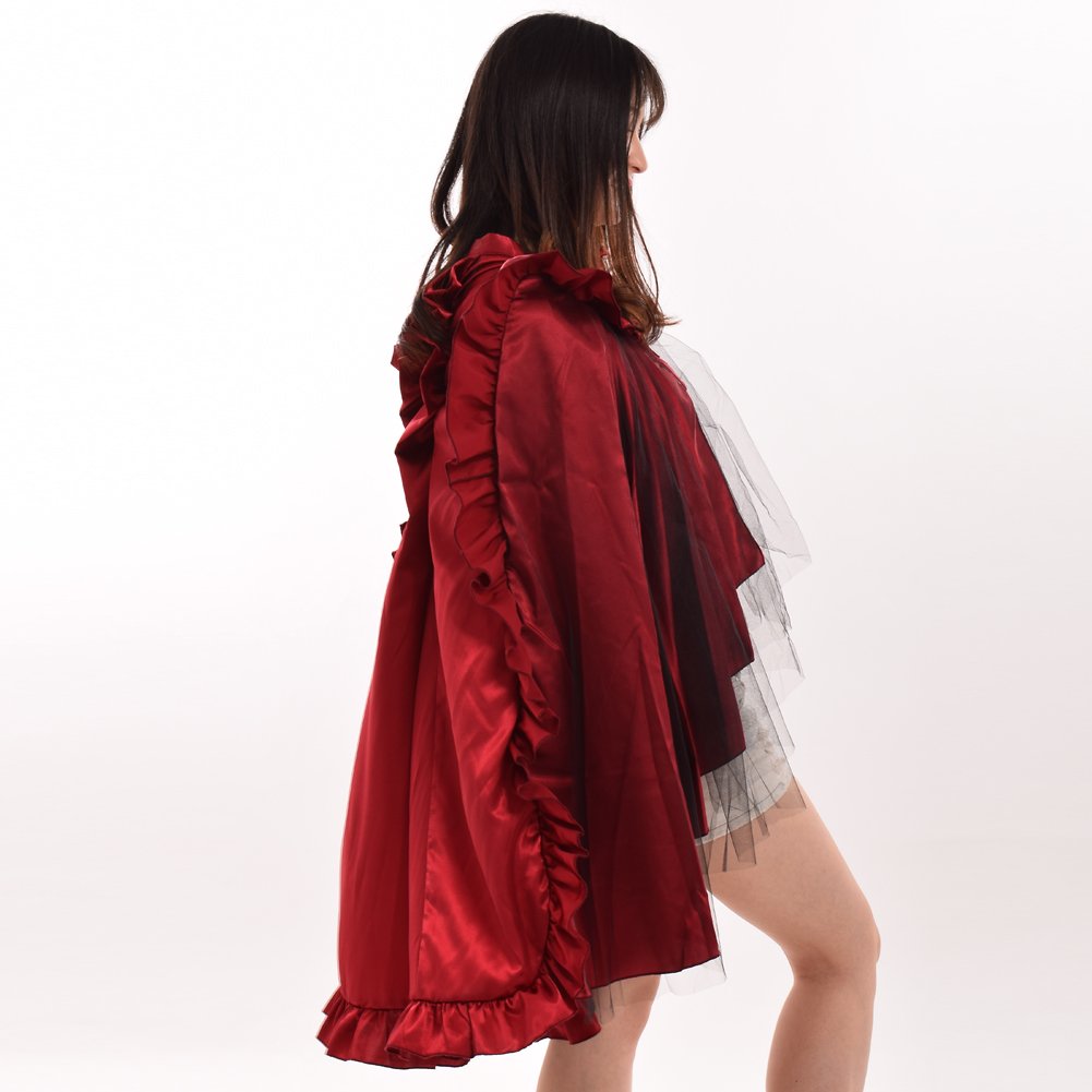 BLESSUME Punk Flounce Bustle Skirt Cape Red