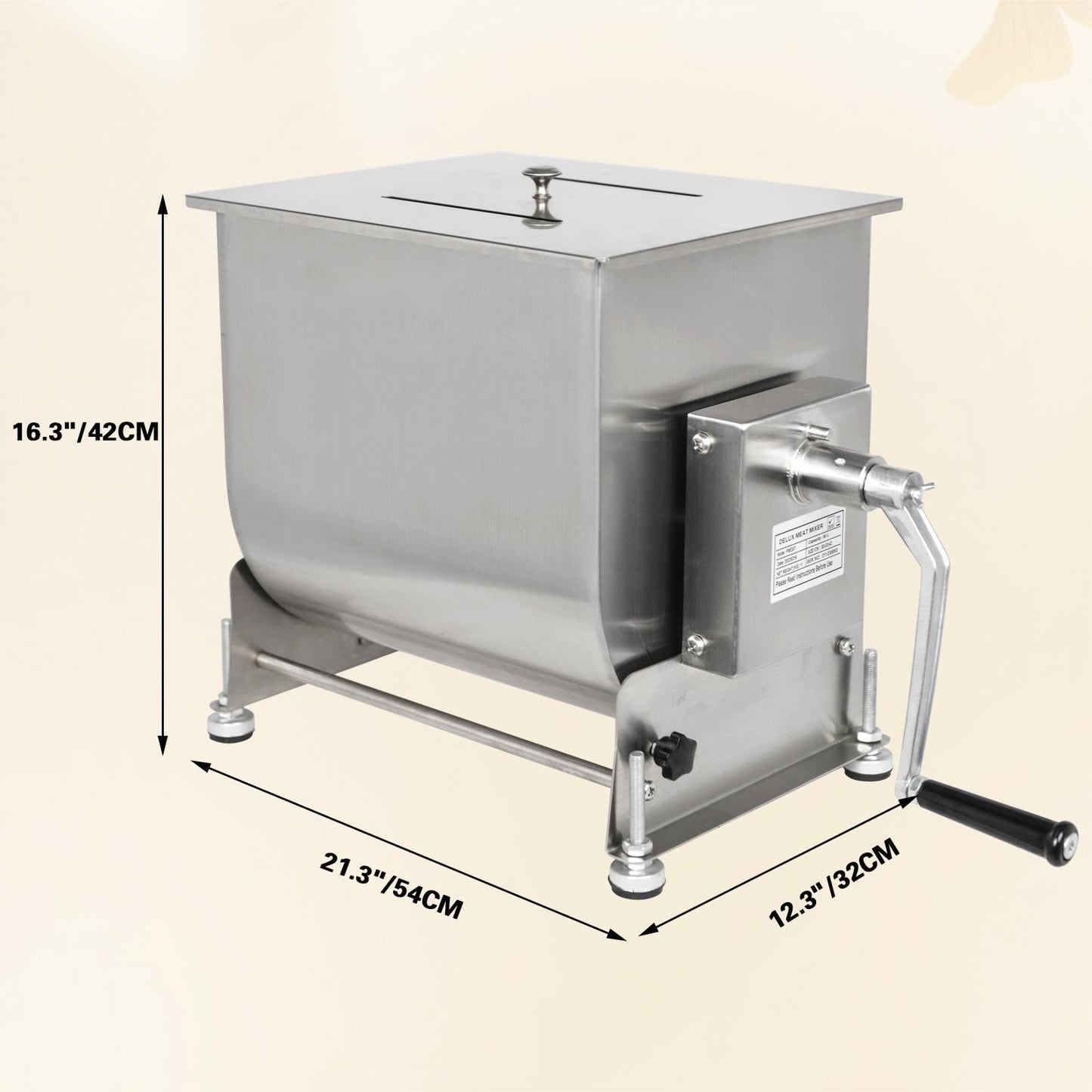 CLIVIA Manual Meat Mixer, 60 Pound Meat Mixer for Sausage, 60lbs Capacity Tilt Tank Sausage Mixer, Stainless Steel Commercial Food Processer for Meat, Vegetable, Burger, Dumplings