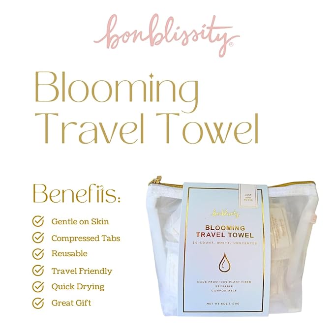 Bonblissity Compressed Face Towel Tablets for Travel, Reusable Portable Compact, Expandable Water-Activated Hand Washcloths, Mini Travel Essentials for Women (2-Pack, 20 pcs each, 11.8" x 9.4")
