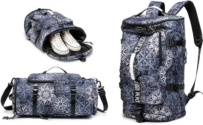 FUNYAGO Gym Duffle Bag Waterproof black Laptop Backpack Suitable for Hiking, Fishing, Travel 40L Large Capacity Trendy Coo...
