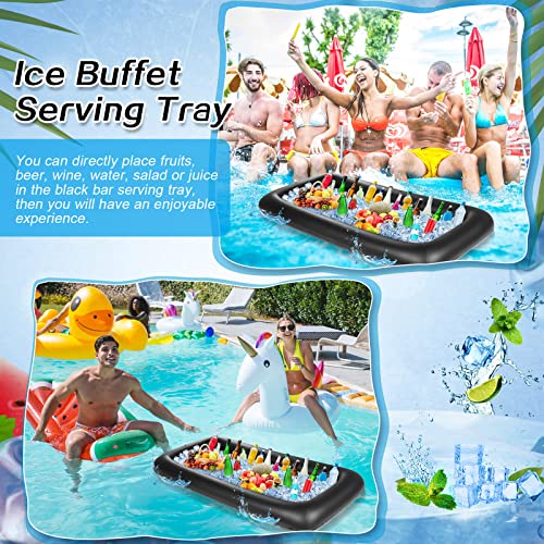 Leitee 3 Pcs Inflatable Serving Bar 52 x 24 x 5'' Ice Buffet Serving Tray Drink Cooler with Drain Plug Inflatable Pool Bar...