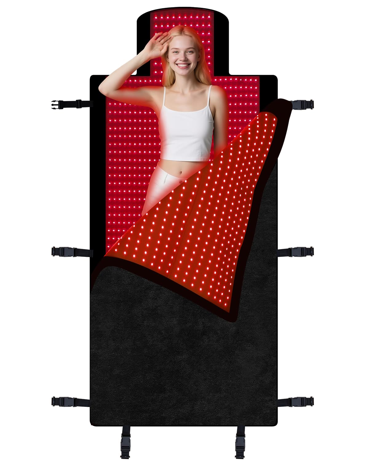 Red Light Therapy Mat Full Body 74.8"x33.6", Infrared Red Light Therapy Blanket with 2630 LEDs, 660nm & 850nm Dual Wavelength, Pulse Modes, Timer & Intensity Control