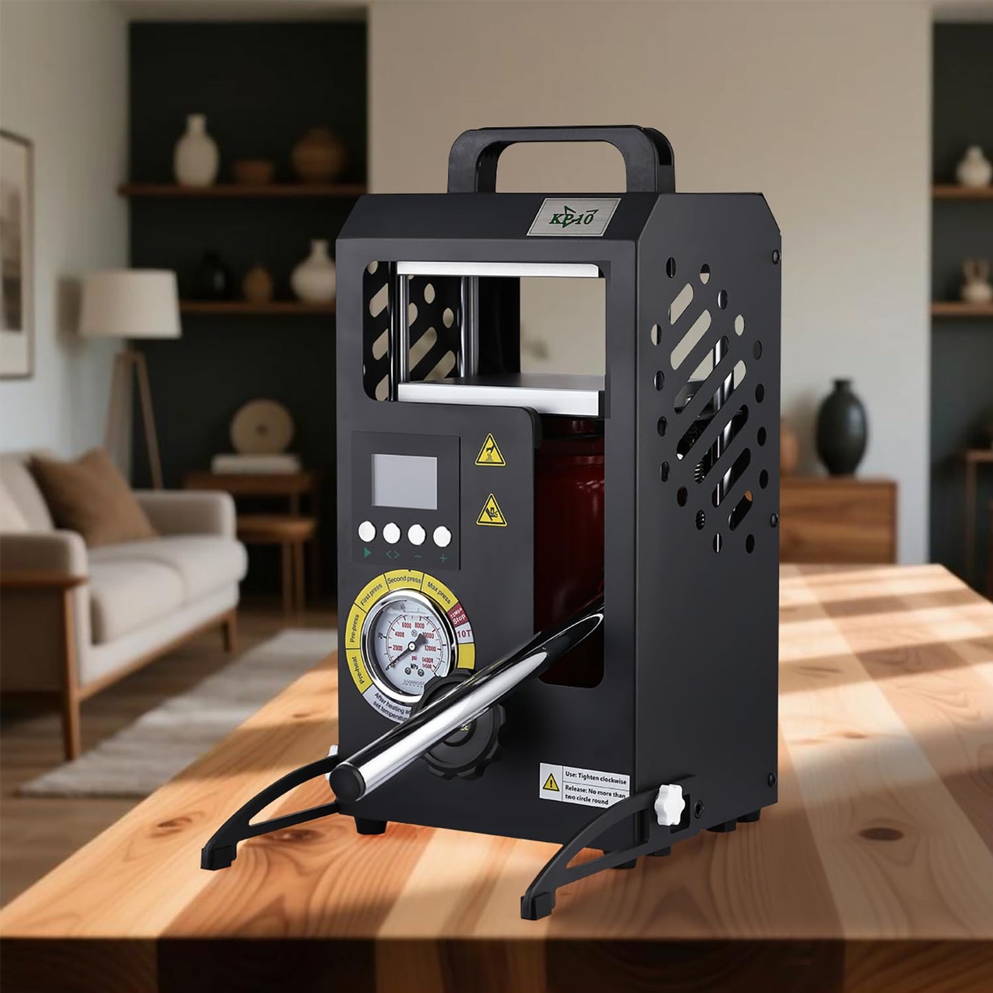 Heat Press Machine with 5.5" X 5.5" Dual Heated Plates 10 Tons Manual Press with LCD Digital Display Screen & Precise Pressure Gauge 110V/220V