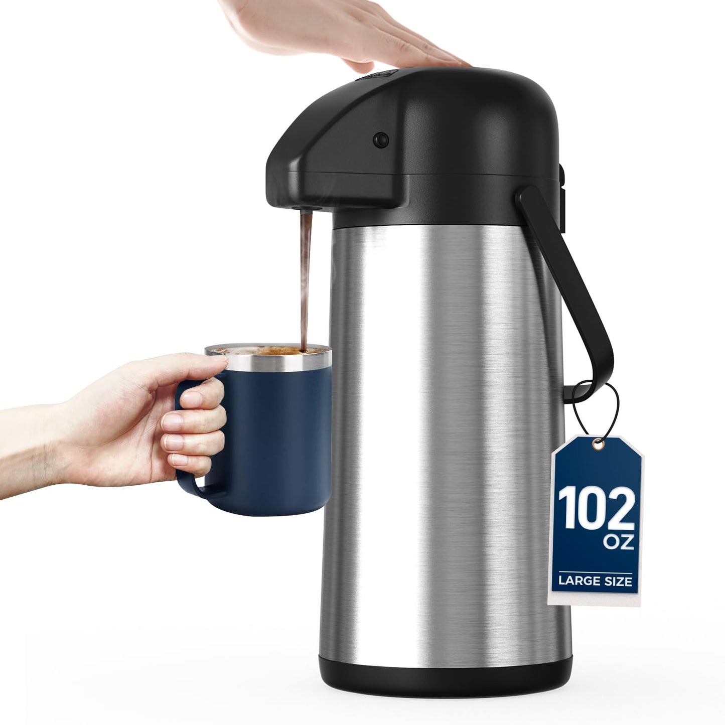 Coffee Carafe for Keeping Hot - Gezoss 102OZ / 3L Airpot Coffee Dispenser with Pump - Large Coffee Carafe for Hot Drinks Tea Liq