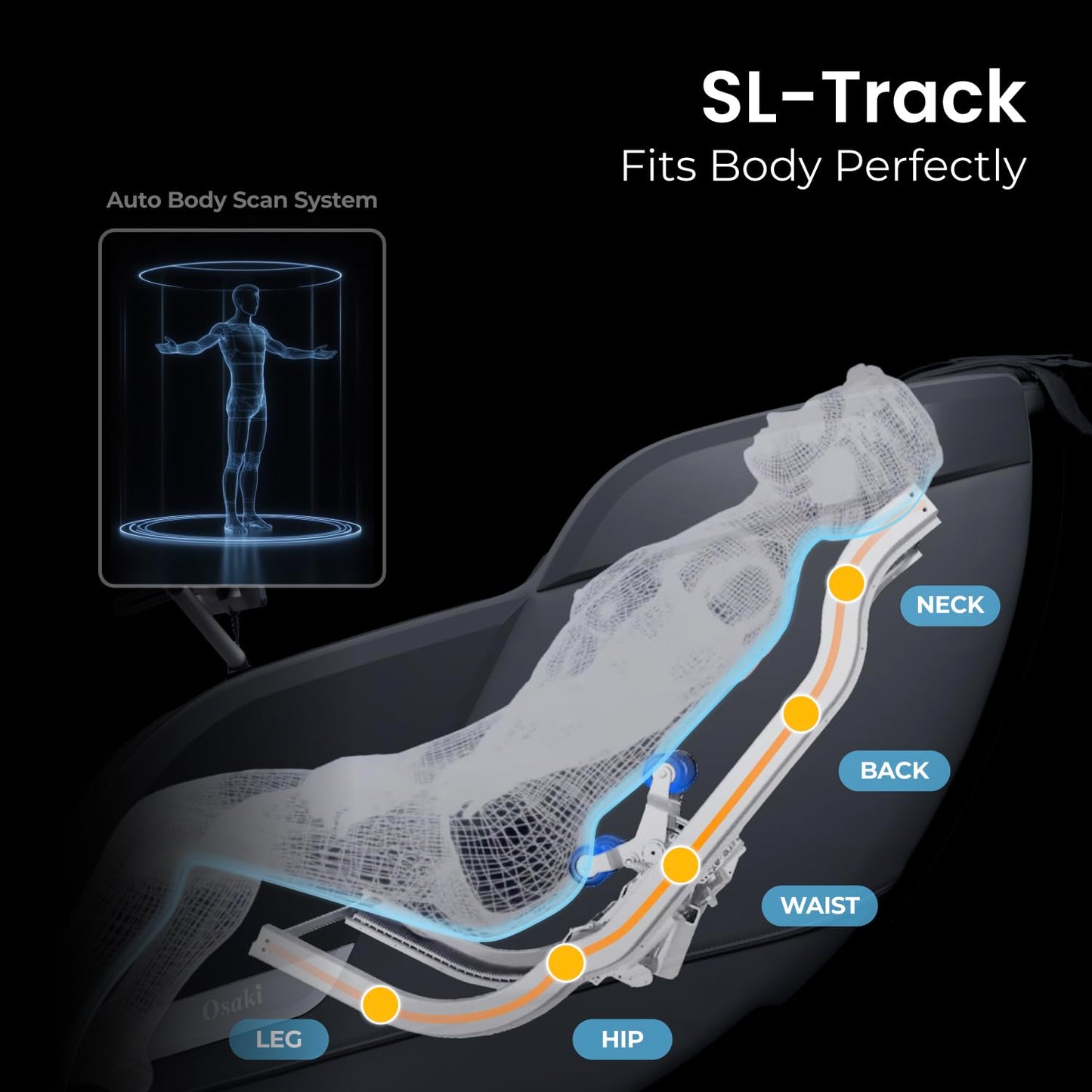 Osaki Vibe 4D l 4D Massage Mechanism l Automatic Body Scan l Deep Calf-Kneading l Space-Saving Technology l 3-Stage Zero Gravity l 32-Cell Full Body Air Massage (Black)