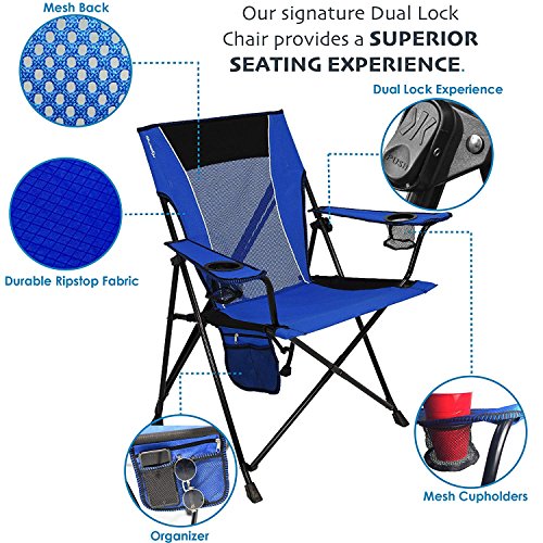 Kijaro Dual Lock Portable Camping Chairs - Versatile Outdoor Folding Sports & Lawn Chair - Locks Position Izamal Yellow