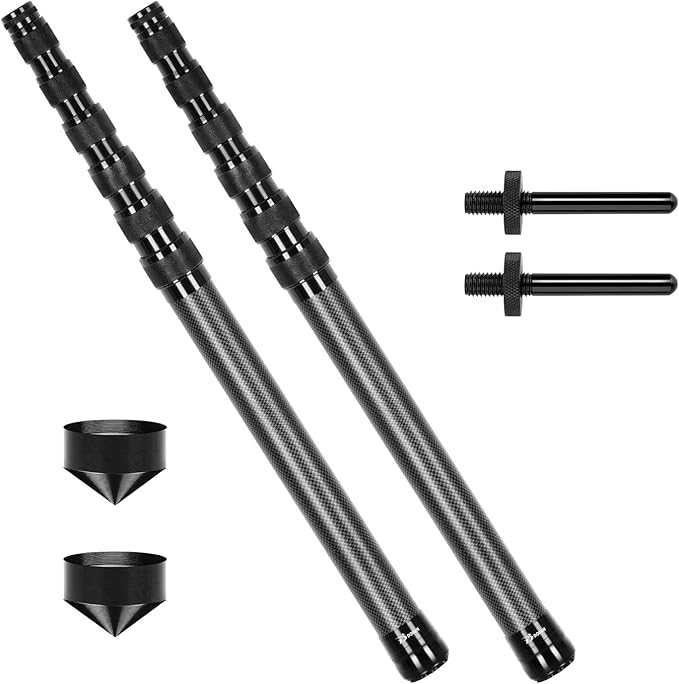 Telescopic Tarp Poles, Canopy Adjustable Carbon Fiber Poles Set of 2, Portable & Lightweight Tent Tarps for Awning, Campin...