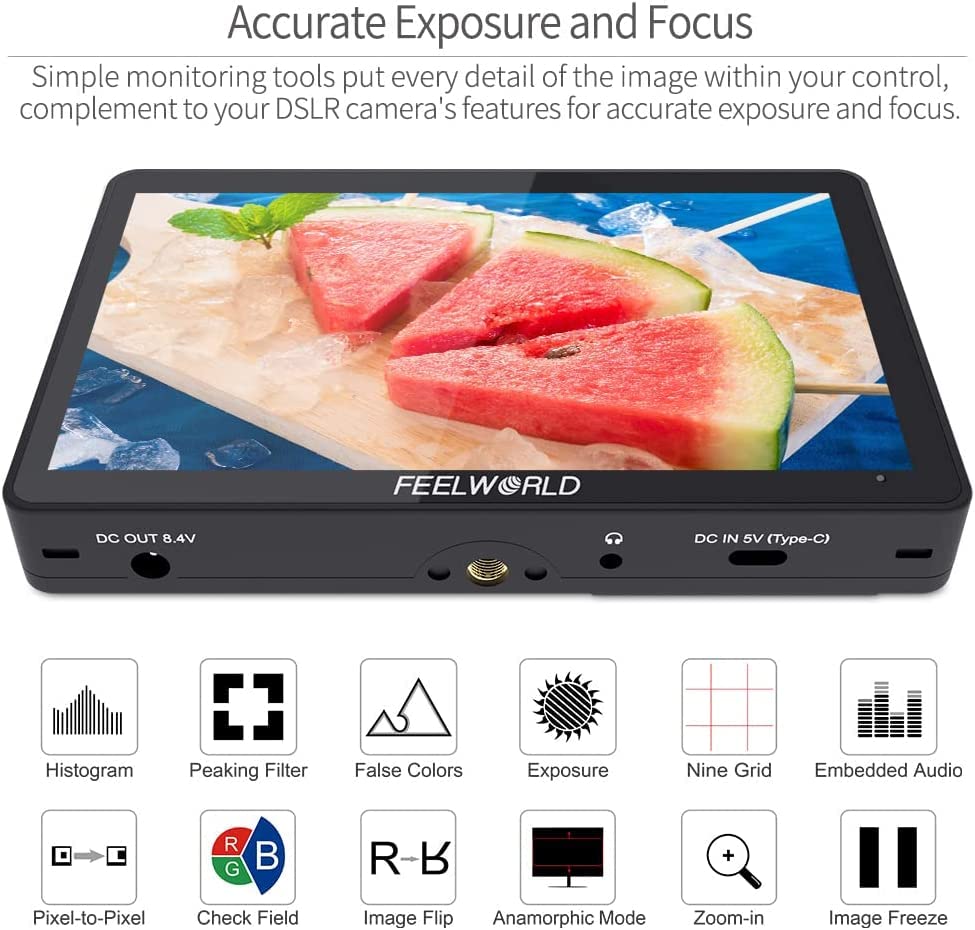 Feelworld F5 Pro V4+ Battery+ Charger+Carry Case 6 Inch Touchscreen Camera Field Monitor With 3D Lut F970 External Kit Install A