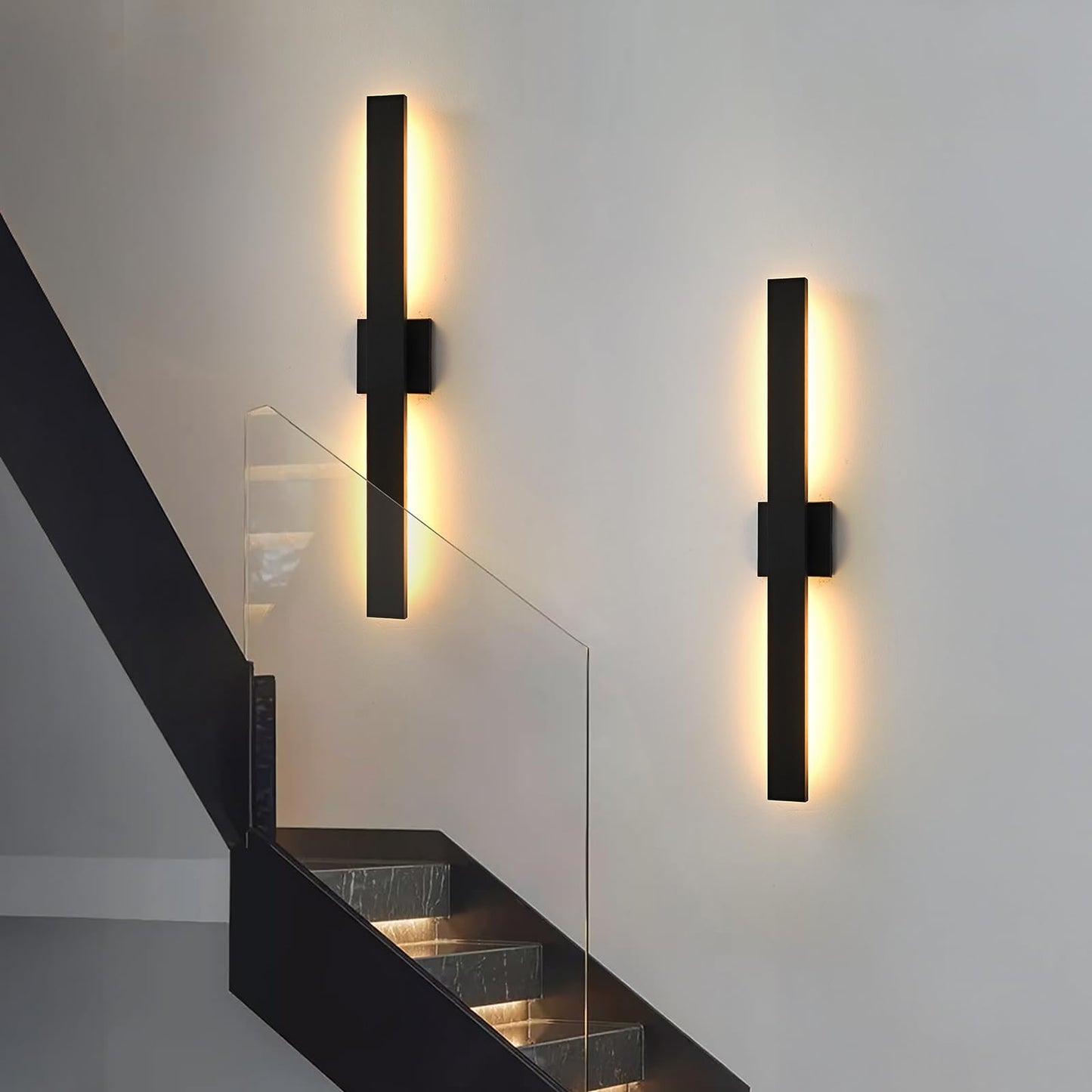 JOKAONOTL Upgraded 34in Black Long Modern LED Outdoor Wall Lights 3000K 4000K 5000K Dimmable Exterior Wall Sconce Outside Light fixtures for House Garage Front Door