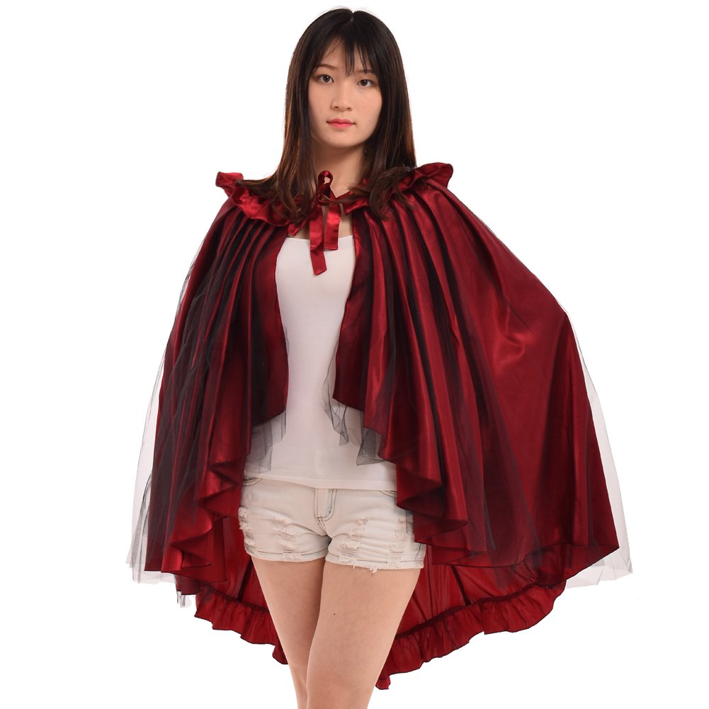 BLESSUME Punk Flounce Bustle Skirt Cape Red