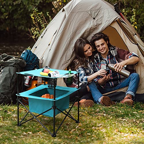 VILLEY Portable Camping Picnic Table, Lightweight Folding Beach Table with 4 Cup Holders and Carry Bag for Camp, Travel, F...