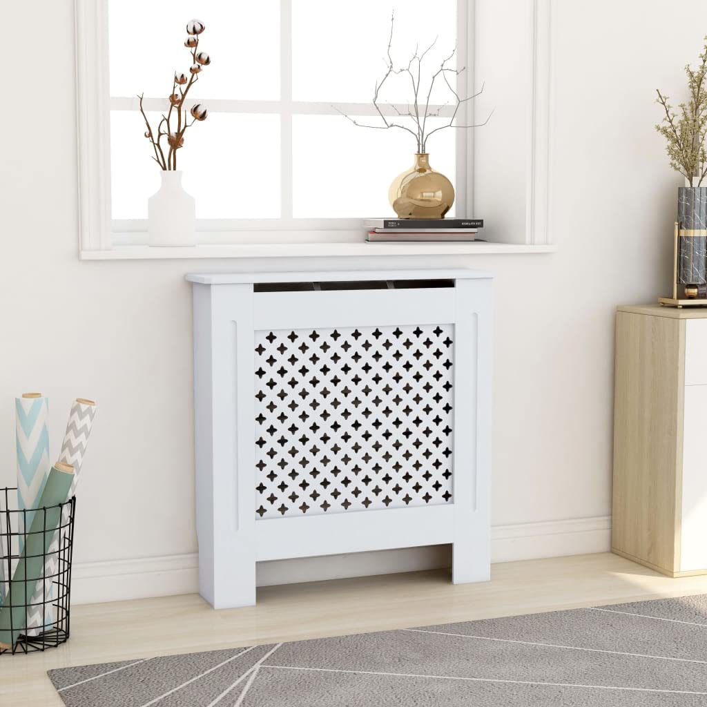 GOLINPEILO White Radiator Cover MDF Heating Radiator Cabinet Living Room Furniture Decor, 30.7" x 7.5" x 32.1", Mesh Design