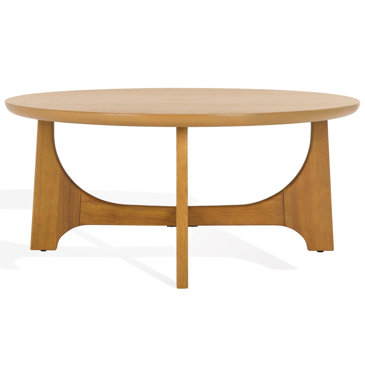 SAFAVIEH Couture Collection – Sasha Contemporary Natural Oak Veneer Round Coffee Table, Sculptural Modern Living Room Table (SFV2128D)