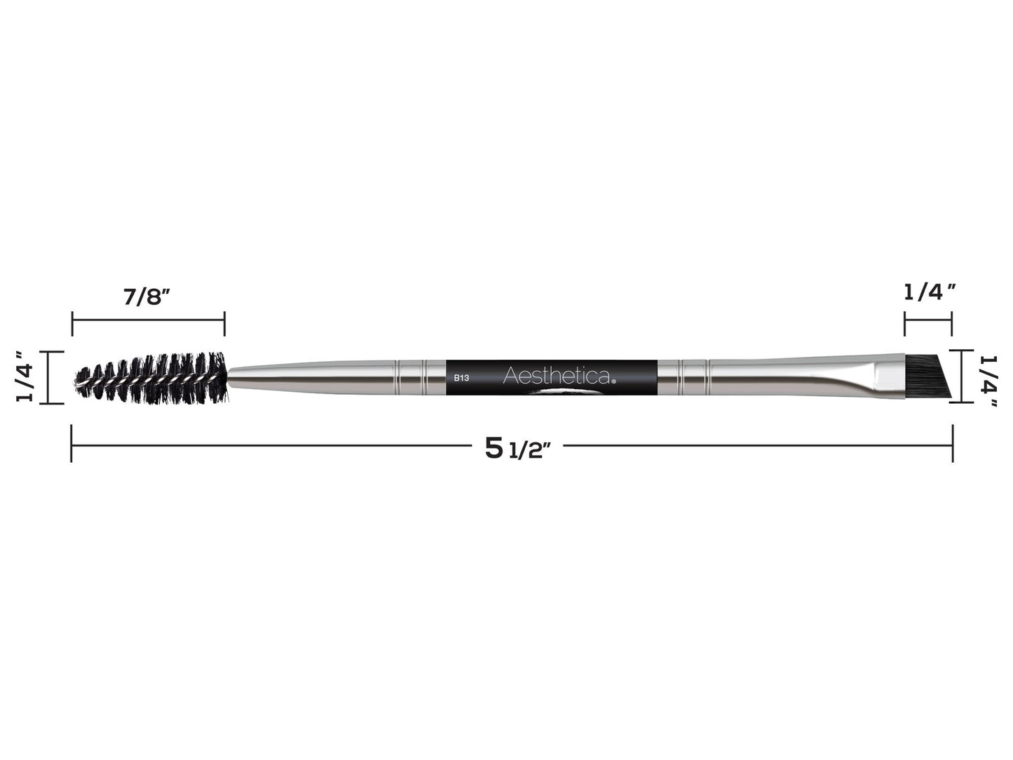 Aesthetica Pro Series Double Ended Eyebrow Brush & Spoolie - Angled Brow Brush for Precision Application & Blending of Eye Brow