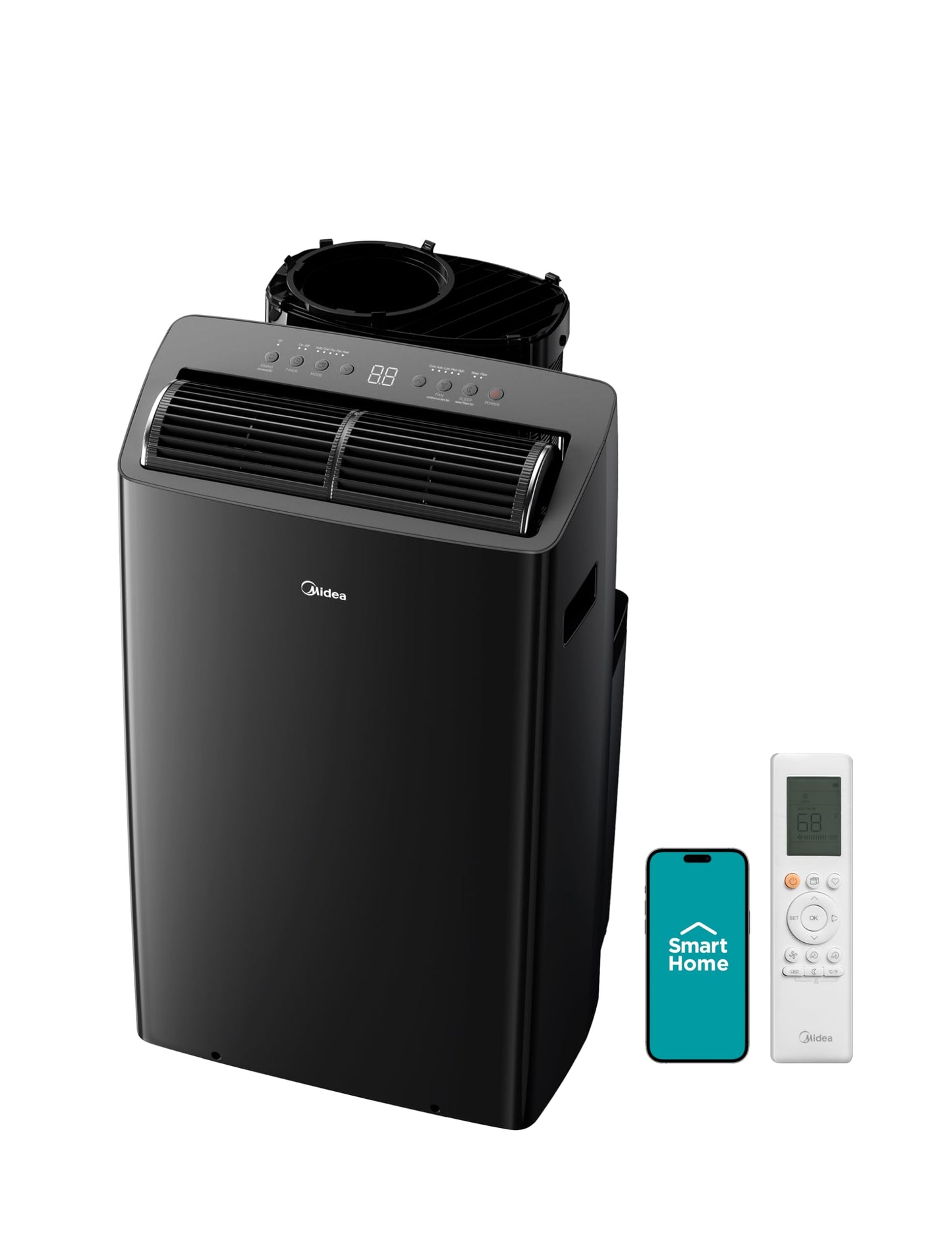 Midea Duo 14,000 BTU (12,000 BTU SACC) High Efficiency Inverter Ultra Quiet Portable Air Conditioner, with Heat up to 550 Sq. Ft., Works with Alexa/Google Assistant, with Remote Control & Window Kit