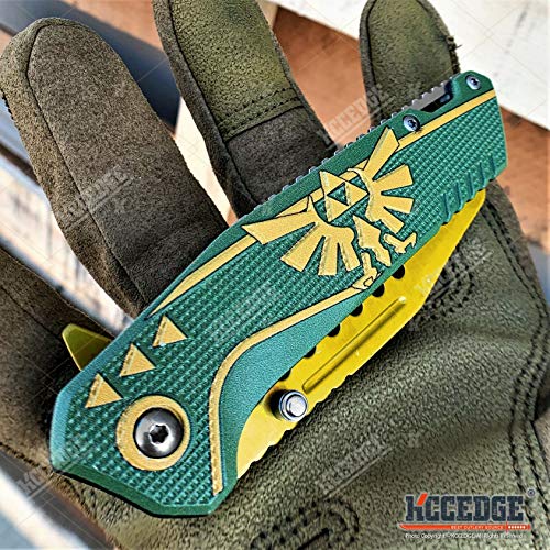 KCCEDGE BEST CUTLERY SOURCE Pocket Knife Camping Accessories Survival Kit 8" Folding Knife 3cr13 Stainless Steel Blade Tac...