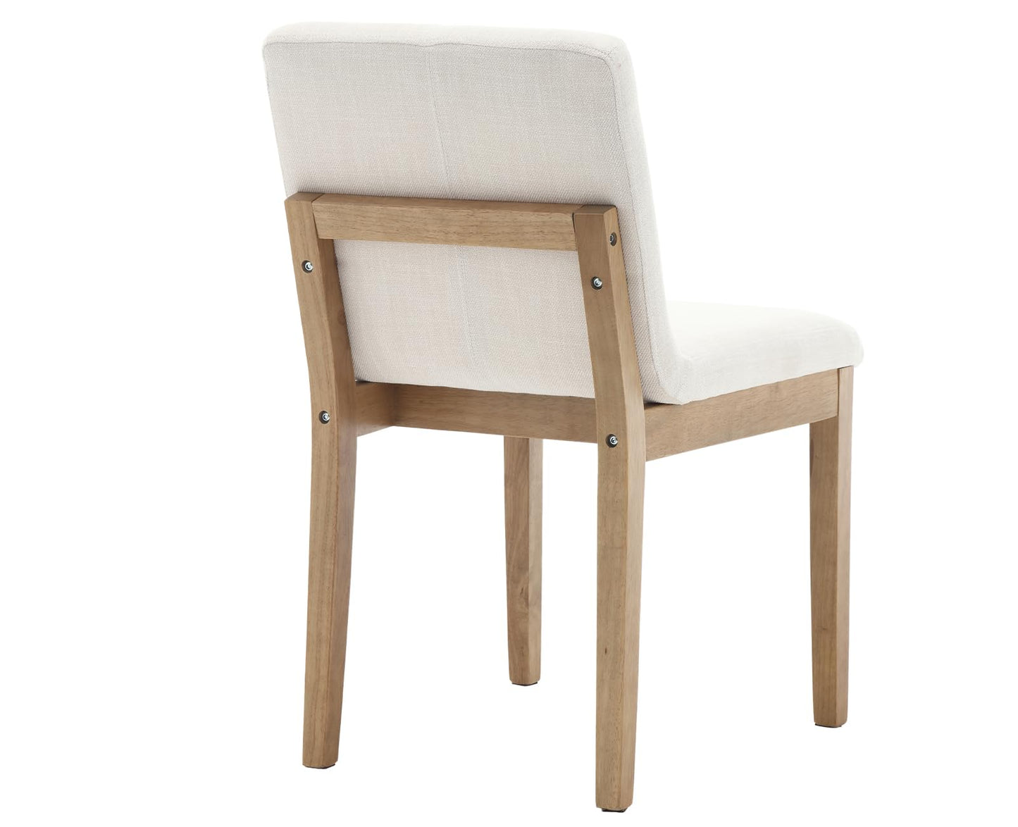 Kmax Modern Dining Chairs Set of 4, Upholstered Armless Wood Chairs Linen Fabric Side Chairs for Dining Room, Kitchen - Beige