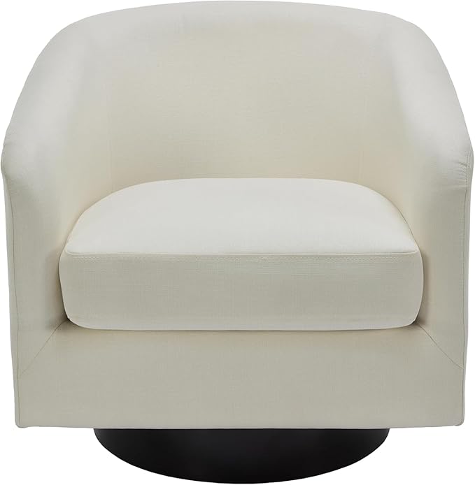 UIXE Swivel Barrel Accent Chairs Set of 2, Fabric Upholstered Armchair Modern Round Club Arm Chair for Living Room, Comfy Single Sofa Seating Bedroom Side Reading Seat - Beige