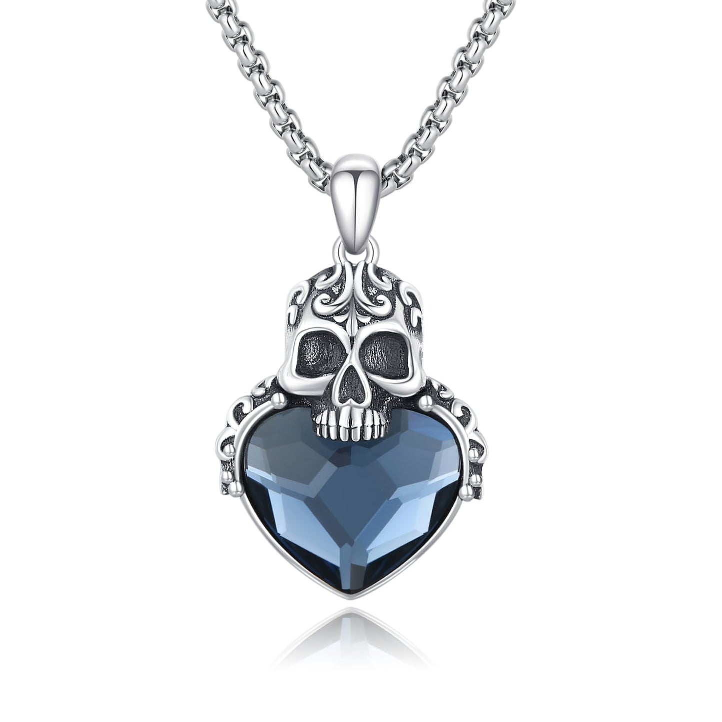 Skull Necklace for Women 925 Sterling Silver Skull Pendant Necklace Gothic Pendant Halloween Jewelry Gift for Women