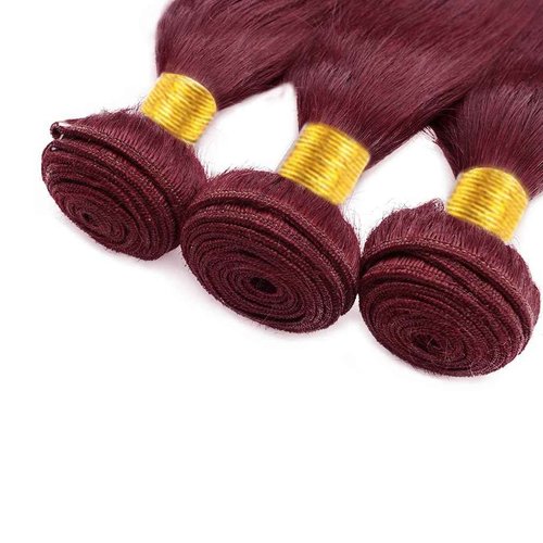 Vinmdonm 18 20 22 inch Burgundy Bundles Human Hair 99J Straight 3 Bundles 8A Brazilian Virgin Hair Extensions 99J Bundle 300g