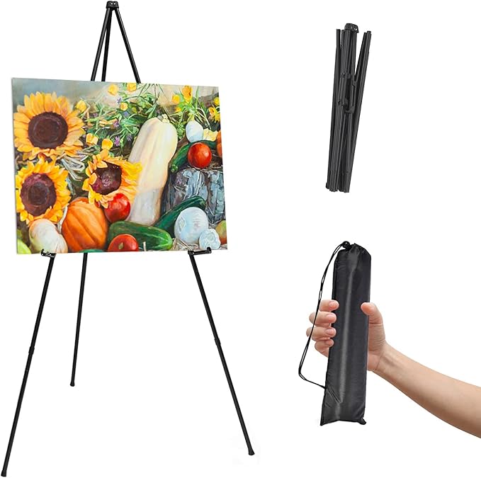 Thickened Easel Stand for Wedding Sign & Poster 63'' Portable Easels for Display Art Easel for Floor Adjustable Metal Ease...