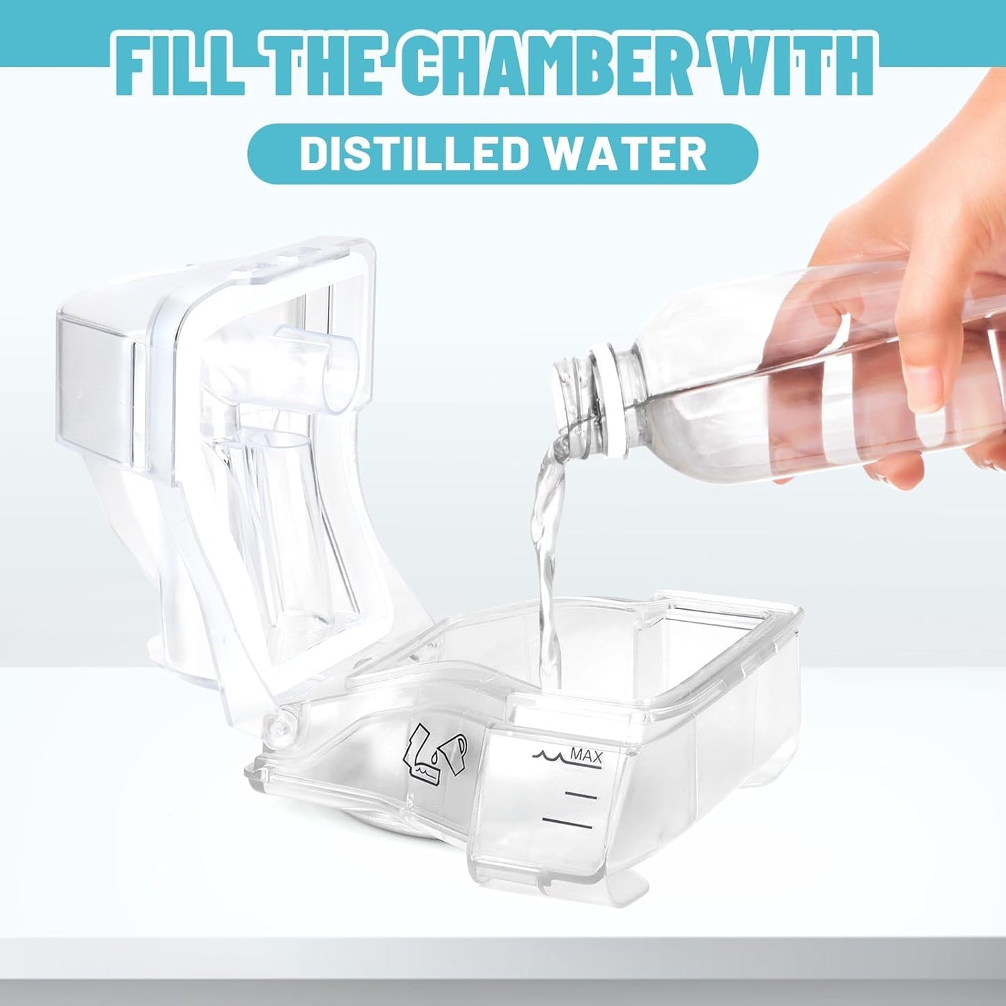 Replacement Water Chamber for ResMed AirSense 10, 380ml Cleanable Humidifier Water Tank, Reliable Seal & Easy Install CPAP Supplies