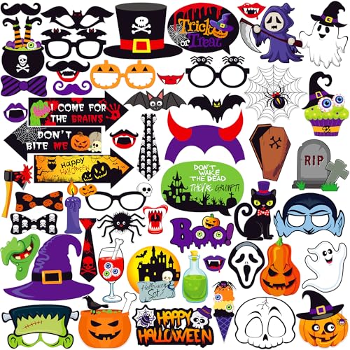 KatchOn Halloween Photo Booth Props - 56 Pack | Hocus Pocus Witch Photo Booth Props