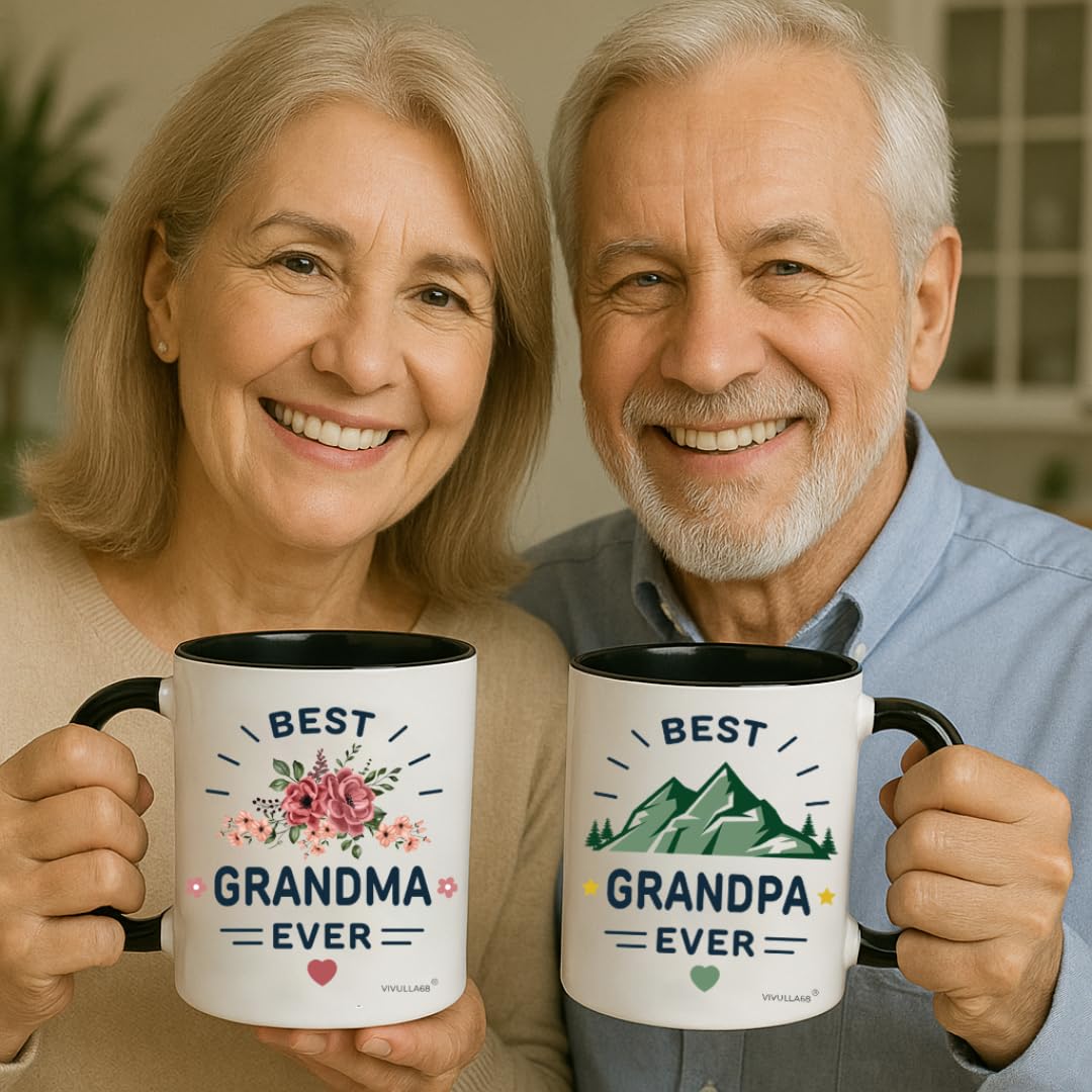 Best Grandparents Mugs Coffee Set Gift, Present Grandma Grandpa Cups, Gifts Ideas From Grandkids, Grandchildren, New Grandparent Announcement Christmas Valentine Birthday, Baby Reveal for Nana Papa