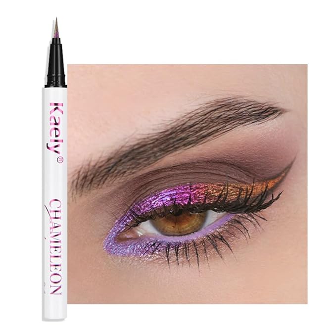 Kaely Chameleon Liquid Eyeliner, Glitter Metallic Chrome Eyeliner Liquid, Multichrome Eye Liner Waterproof Smudge Proof, H...