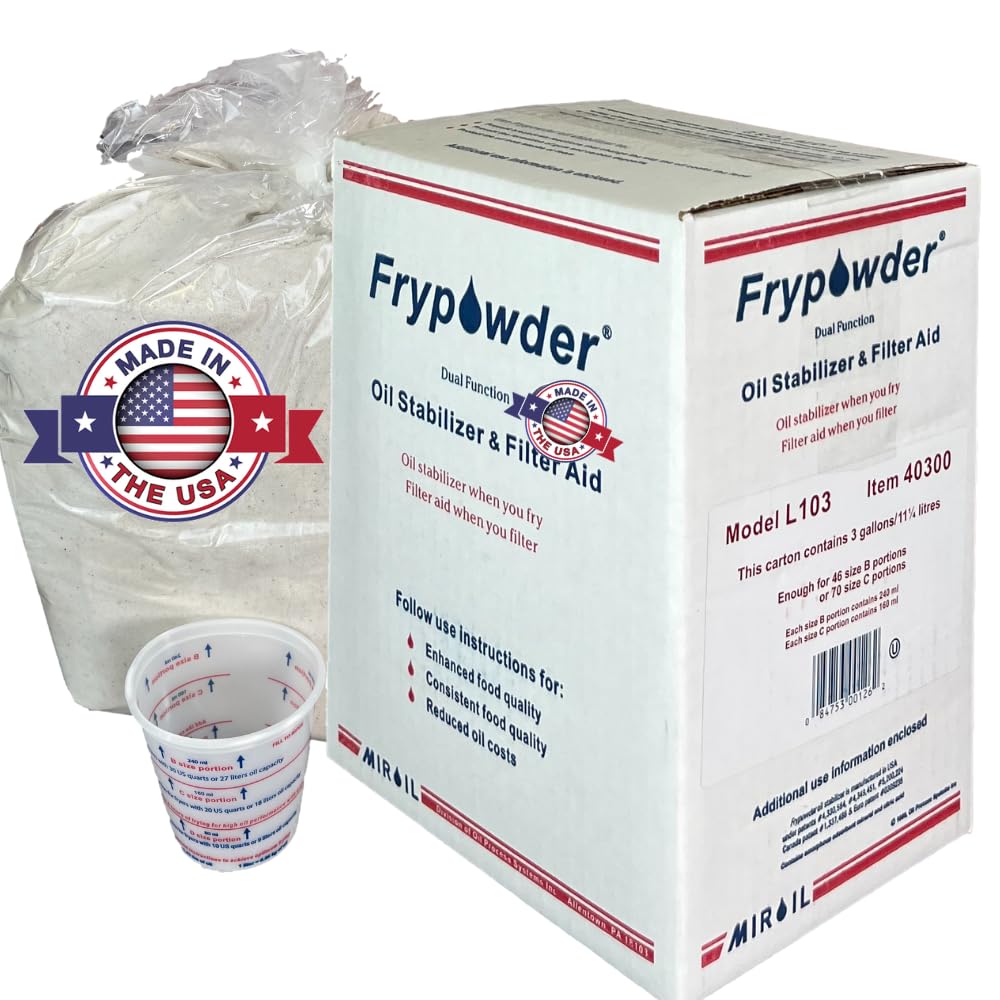MirOil L103 Fry Powder Oil Stabilizer and Filter Aid, Case of 3 Gallons of Fry Powder, Remove Fryer Oil Contaminant, Save Grease & Remove Carbon Deposits, Reduce Usage, Deep Fryer Cooking Grease Saver
