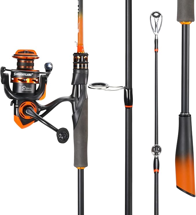 Sougayilang Fishing Rod & Reel Combo,Spinning & Baitcaster Combo, IM6 Graphite 2Pc Blanks, EVA Handle,Simple Hook Keeper,S...