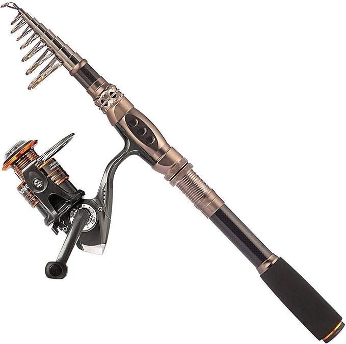PLUSINNO Fishing Rod and Reel Combos Carbon Fiber Telescopic Fishing Pole with Reel Combo Sea Saltwater Freshwater Kit Fis...