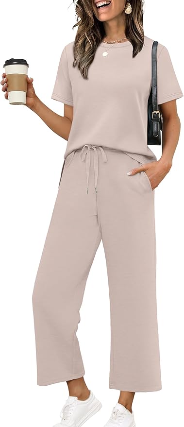 XIEERDUO Women's Side Slit Lounge Sets 2026 Fashion 2 Piece Travel Outfits Cozy Loungewear Wide Leg Tracksuits S-3XL