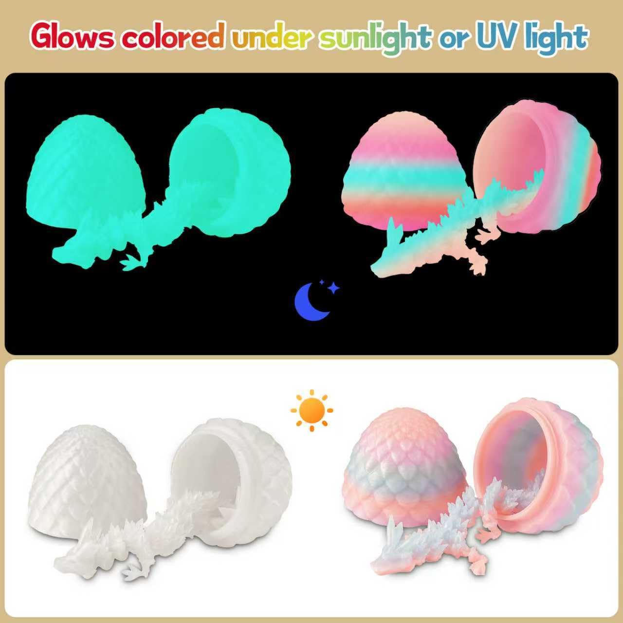 12PCS 3D Printed Dragon Eggs with Dragon Inside, Mini Dragon Egg Set, Articulated Crystal Dragon Fidget Toy for for Kids & Adults Gifts Christmas Ornament & Stocking Stuffers