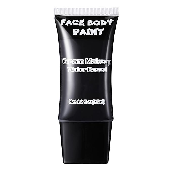 Black Face Paint, Water Based Full Body Paint Halloween Makeup,Cream Face Paint & Body Paint For Adults Skull Joker Vampire Skeleton SFX Cosplay Costumes 1.2 fl oz (35ml)