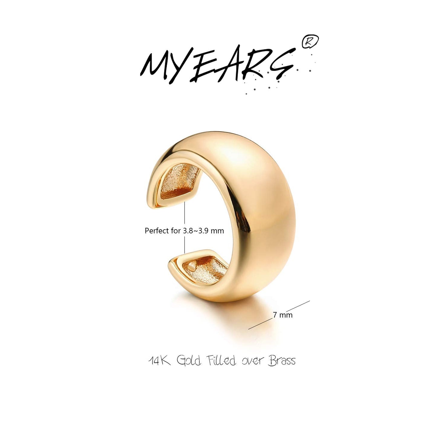 MYEARS Women's 14K Gold Filled Wrap Hoop Earring, 3.8-3.9mm, 7mm Band, Non-Pierced