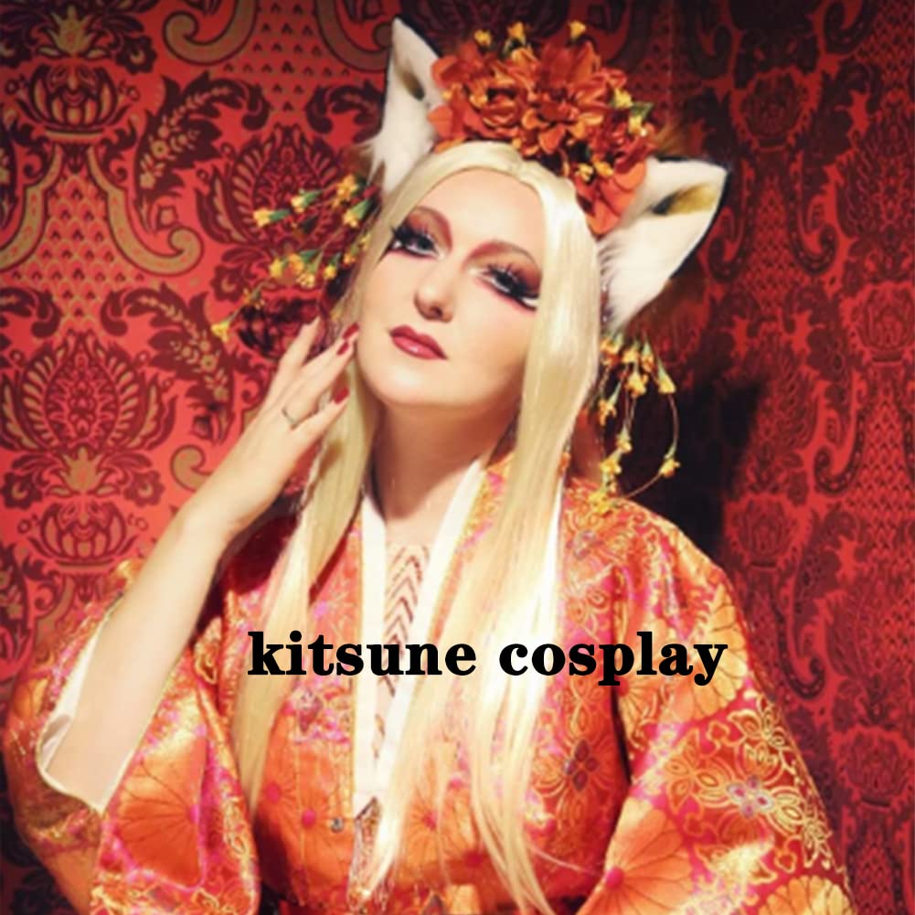 YXCFEWD Kids Fluffy Fox Ears and Tail Set - Cosplay Party Costume with Fox Tail Keychain - Halloween