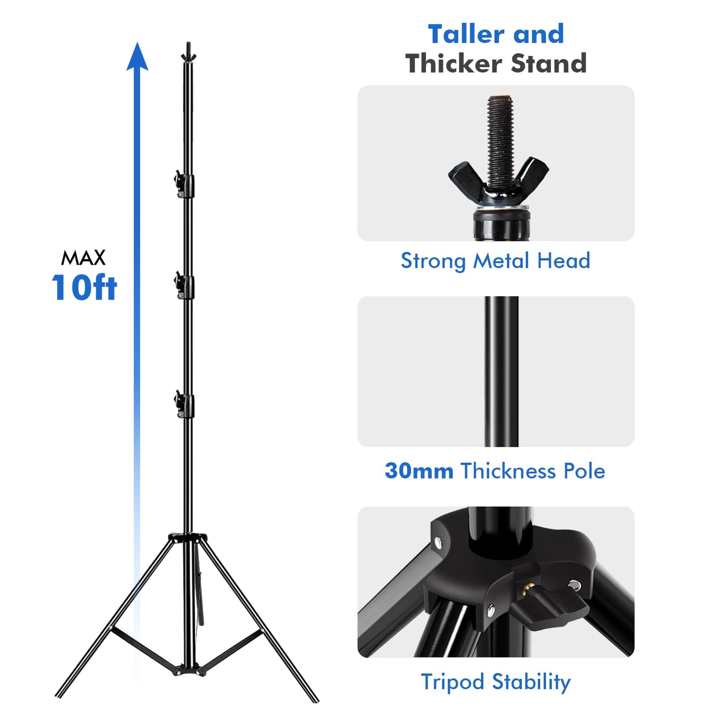 HYJ-INC Photo Video Studio 20ft (Wide) x 10ft (Tall) Heavy Duty Adjustable Width & Length Photography Backdrop Stand Background Support System Kit with Spring Clamps, Sandbags, Carry Bag