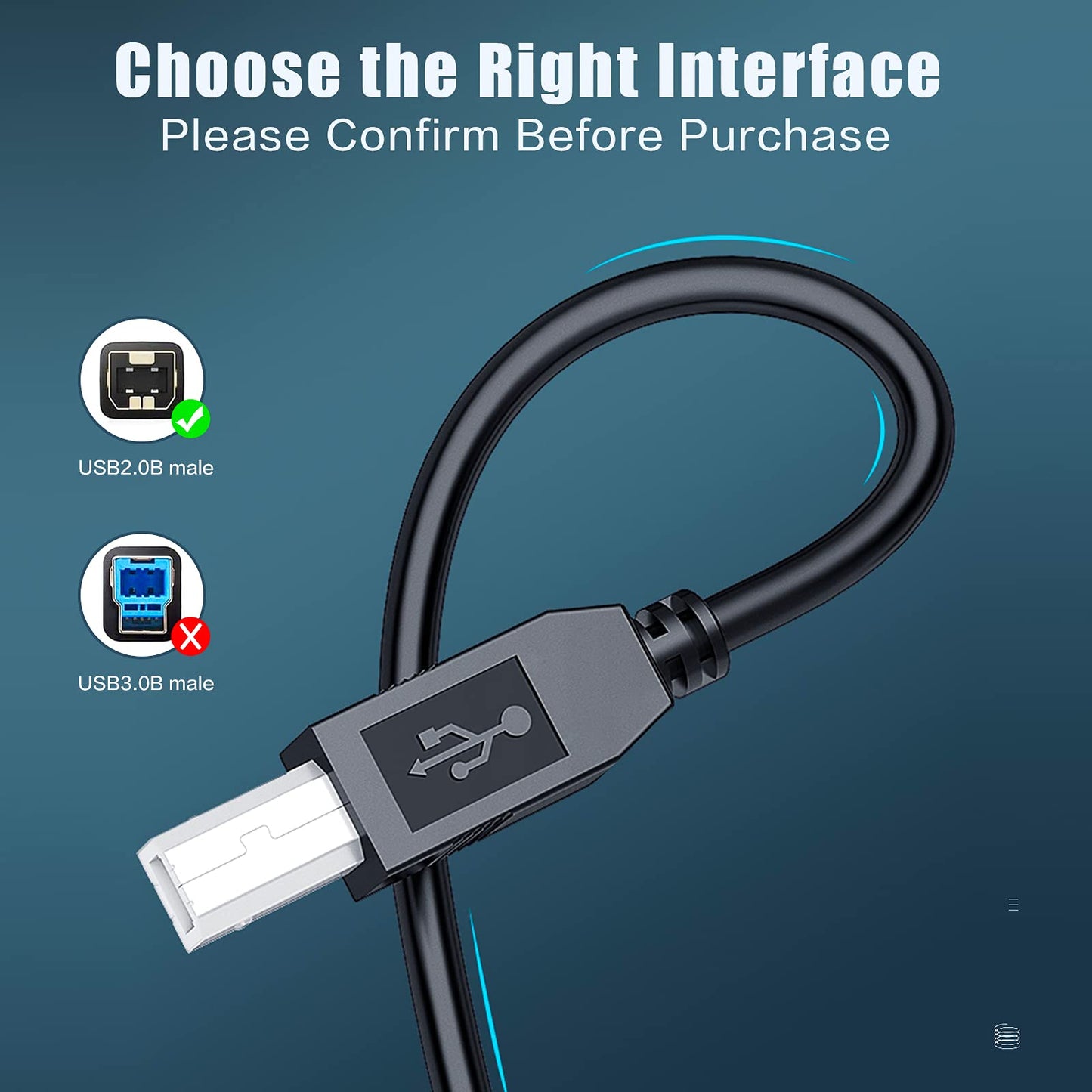 Inovat Replacement 10Ft Usb A Male To B Male Cable Cord Data Transfer Host Cable Cord For Blue Snowball Mic Microphone