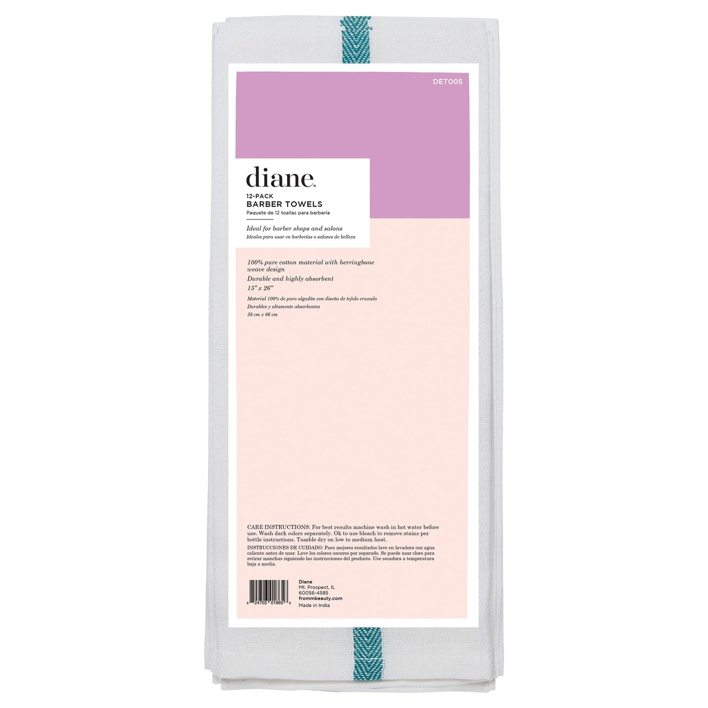 Diane 100% Cotton Barber Towels, 15x26, Soft and Absorbent Multipurpose Towels for Salon, Spa, and Barber Shop Use, Machine Wash