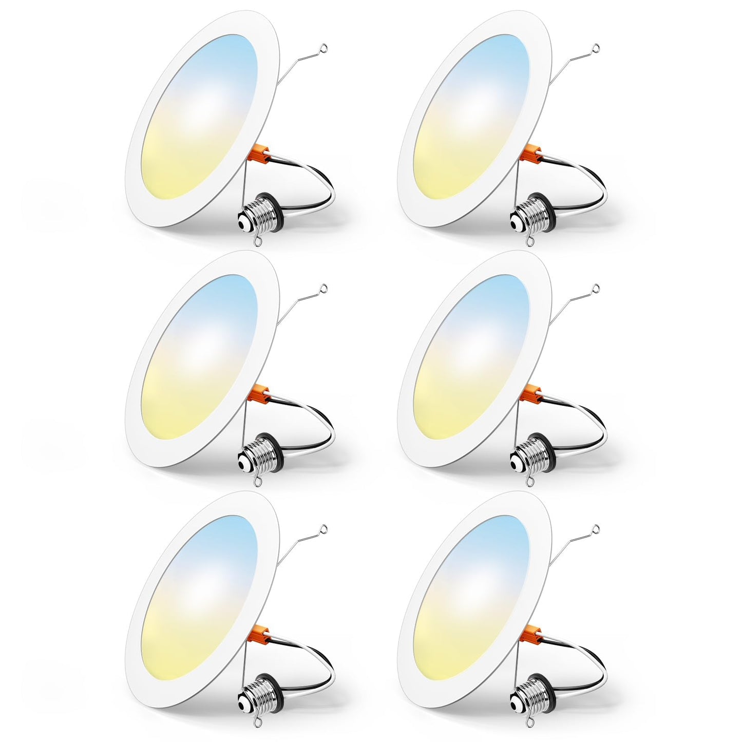 FREELICHT 6 Pack Retrofit LED Recessed Lighting 6 Inch, Selectable 2700K/3000K/4000K/5000K/6000K, Dimmable Flat LED Can Lights, 10W=110W, 1000LM, IC & Damp Rated, ETL & FCC, White