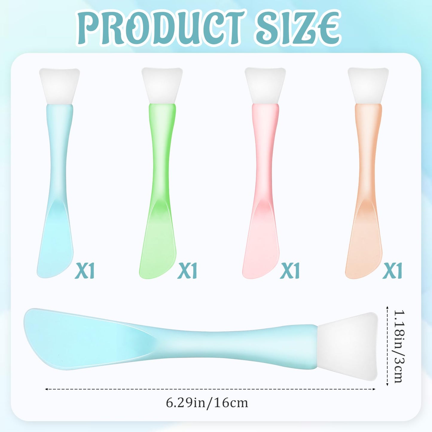 4 Pcs Face Mask Brush, Mask Applicator Tools, Beauty Spatula Soft Silicone Double Head Facial Makeup Brush for Facial Mud, Clay,