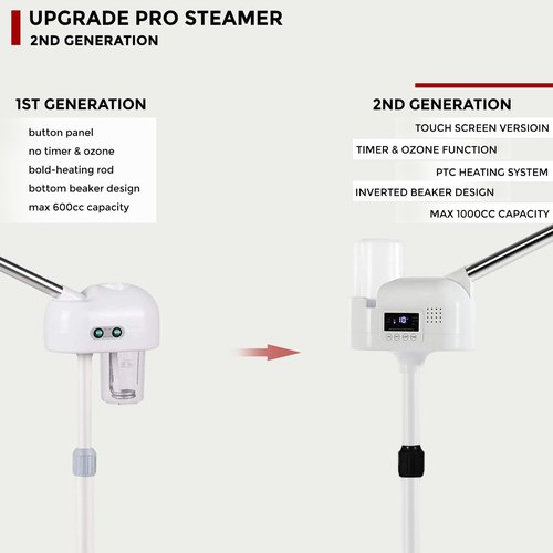 Hovinke Professional Facial Steamer On Wheels for Esthetician, Touch Screen Vaporizador Facial Steamer with Hot Mist&Timer Function, Spa and Home Use