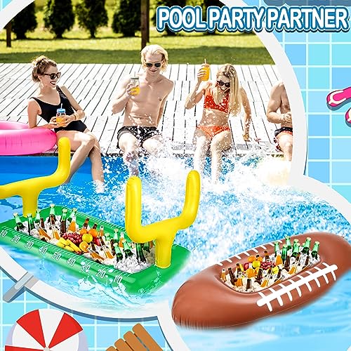 Leitee 2 Pcs Inflatable Football Drink Cooler Football Party Decoration Inflatable Field Cooler Ice Serving Bar Food Conta...