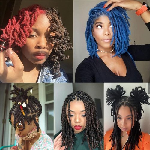 8 Inch 30 Strands Curly Wave Loc Extensions Human Hair, 0.6cm Dreadlock Extensions Human Hair for Women Men Kids Full Handmade Permanent Dreads Locs Natural Black